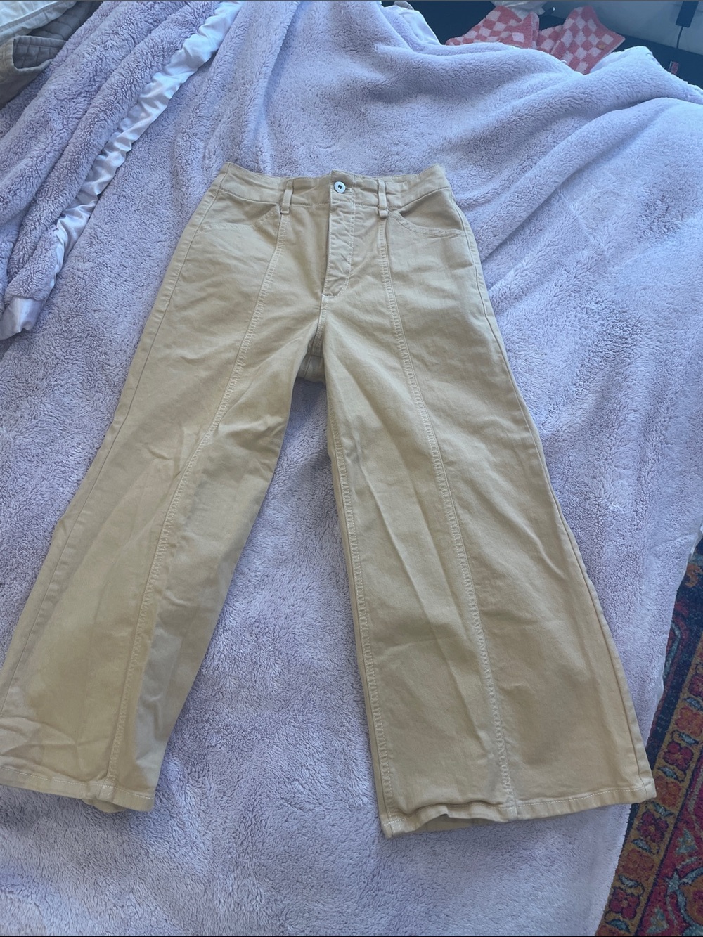 Maeve Anthropologie The Colette Cropped Wide-Leg Pants - Size 27 - Tan/Camel